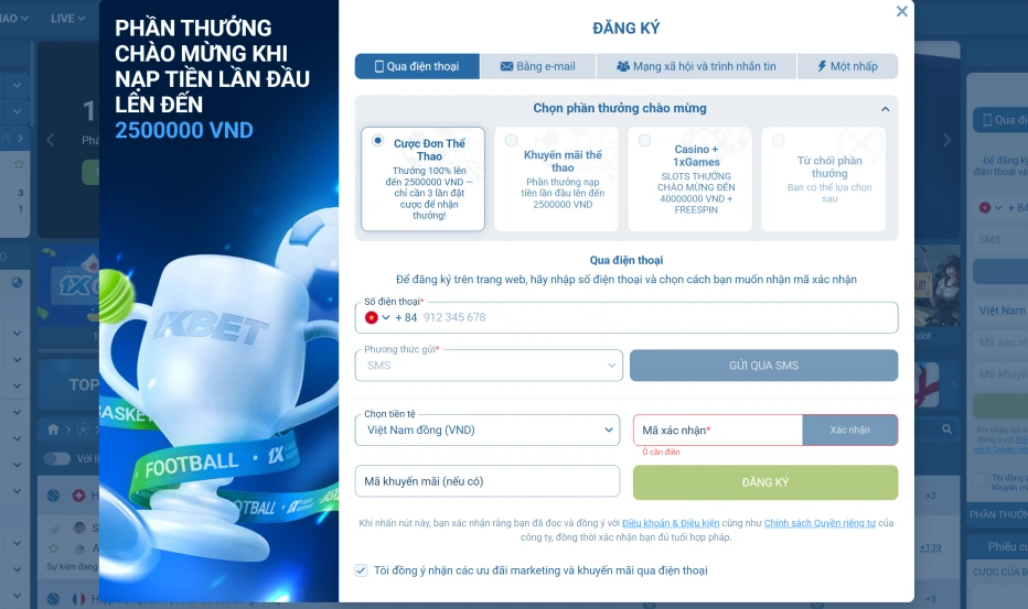 đăng ký 1xbet